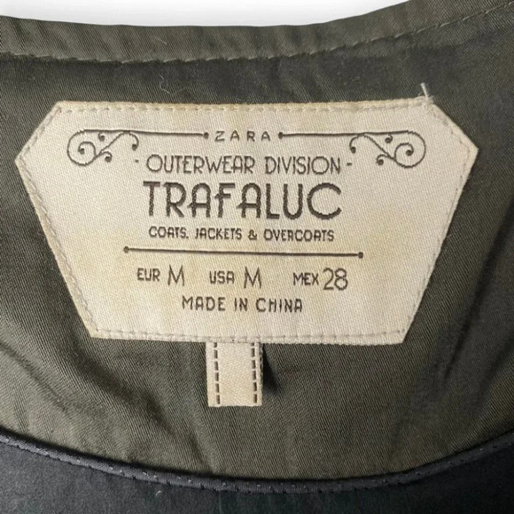 ZARA Outerwear Trafaluc Army Green  & Faux Leather Vest - Picture 7 of 8